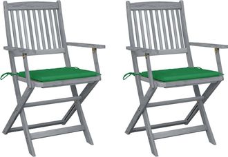 vidaXL Sillas De Jard&iacute;n Plegables 2 Uds Cojines Madera Maciza Acacia Vidaxl