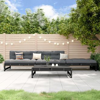 vidaXL Juego De Muebles De Jard&iacute;n 4 Pzas Madera Maciza De Pino Negro Vidaxl