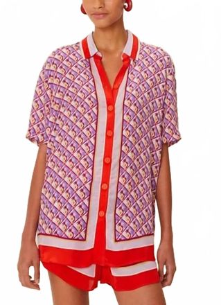 Farm Rio Graphic Pineapple Scarf Shirt In Multi