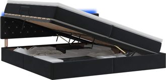 vidaXL Cama De Almacenamiento Led Con Colch&oacute;n Negro 200 X 200 Cm Vidaxl
