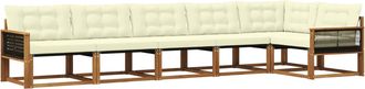 vidaXL Conjunto De Sof&aacute;s De Exterior 6 Uds. Natural Y Crema Vidaxl