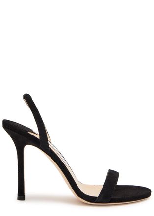 Jimmy Choo London Jenn 100 Suede Slingback Sandals - Black - 37 (IT37/ UK4)