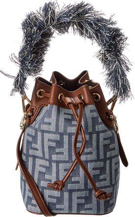 Fendi Fendi Mon Tresor Mini Ff Denim & Leather Bucket Bag