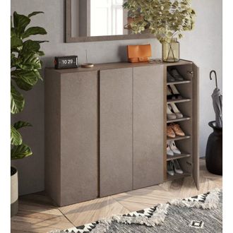 Dmora Aparador Nebbiuno, 10 Estantes, 12 Compartimentos, 4 Puertas, 140x35x111h Cm Marr&oacute;n Bronce