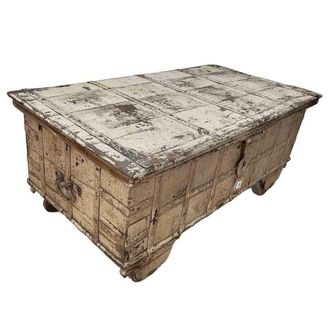 Wanderlust Deco Mesa ba&uacute;l de madera acabado artesanal marr&oacute;n 136x71x59 cm