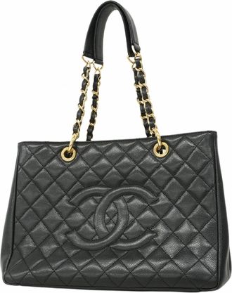 Chanel Black Grained Calfskin Tote Bag (Pre-Owned)