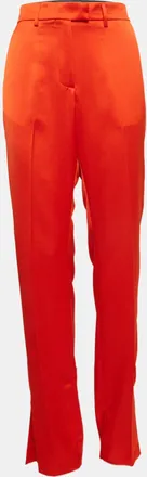 Msgm Orange Satin Straight Cut Trousers
