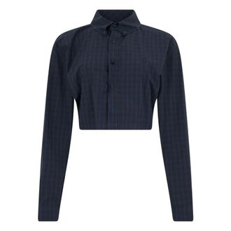 Gucci Camisa corta de popel&iacute;n de algod&oacute;n - Blouses & Shirts - Mujer - Azul - 2XS