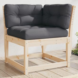 Berkfield Home Garden Sofa Corner with Cushions 73x73x78 cm Solid Wood Pine in Brown | Size: 73 x 73 x 78 cm