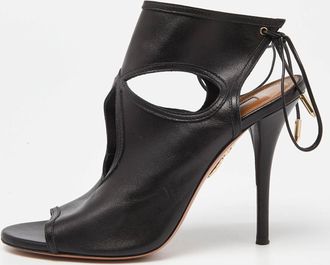 Aquazzura Black Leather Sexy Thing Sandals