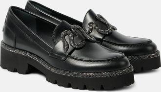 Rene Caovilla Morgana embellished leather loafers