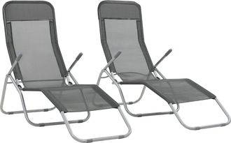 vidaXL Tumbonas Plegables 2 Unidades Textilene Gris Antracita Vidaxl