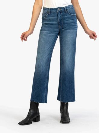 Kut from the Kloth Kelsey High Rise Fab Ab Ankle Flare Jeans In Royal Wash