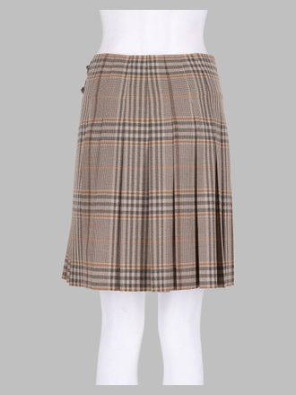 Burberry Wool Check Kilt Skirt - Beige