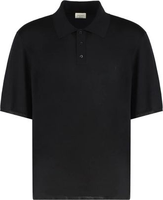 Saint Laurent Tops, Heren, Zwart, L, Wol, Cassandre Polo