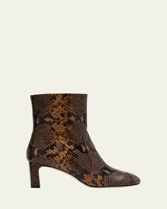 Stuart Weitzman Babette Snake-Printed Leather Booties