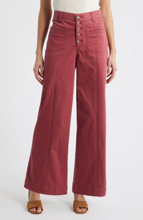 Wit & Wisdom Skyrise High Waist Exposed Button Fly Wide Leg Pants in Spiced Tea at Nordstrom, Size 10P