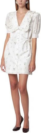 Alessandra Rich Jurk van zijde-tafzijde met bloemenprint en gespen - Dames - Shirt Kleedjes - Veelkleurig - S - Leer - Kleedjes