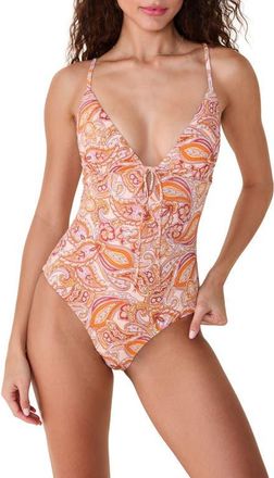 Andie Swim The Mali Keyhole One-Piece Swimsuit in Sunset Paisley at Nordstrom, Size X-Small