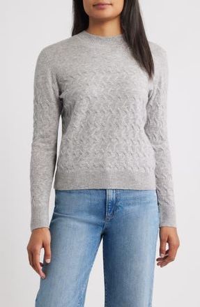 Griffen Wondering Cable Wool & Cashmere Crewneck Sweater in Grey at Nordstrom Rack, Size Large