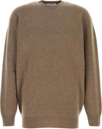 Jil Sander Oversized Trui - Heren - Ronde hals truien - Bruin - 2XL - Wol - Truien & Vesten