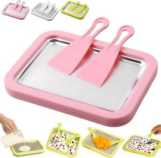 OEM Juego Para Hacer Helado Enrollado, M&aacute;quina Para Postres Congelados De Acero Inoxidable, Bol Para Hacer Helado Enrollado Diy Apto Adultos, Blanco