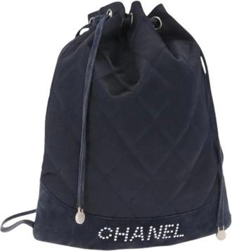 Chanel Pre-owned Backpacks, female, Blue, Size: ONE SIZE Pre-owned Satin Backpack