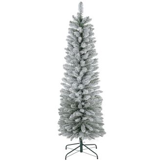 HOMCOM Artificial Pencil Christmas Tree With Snow Flocked Tips - Green | TJ Hughes
