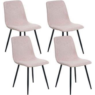 Beliani Set di 4 sedie da pranzo imbottitura in poliestere gambe in ferro nero senza braccioli sala da pranzo Beige Tuscola