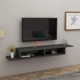Dmora Mobile Porta Tv Ivrea, 2 Vani, Peso Supportato 40 Kg, Installazione Sospeso, 120x30x18h Cm Nero Antracite