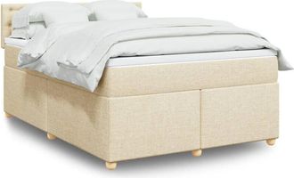 vidaXL Vidaxl - Cama Box Spring Con Colch&oacute;n Tela Color Crema 160x200 Cm