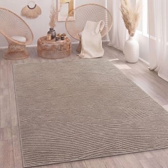 Paco Home Paco Home Alfombra Sala-de-estar Pelo-alto Scandi Boho Geom&eacute;trico Abstracto Lavable Taupe 160x220 Cm