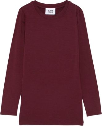 Alpha Studio boat-neck long-sleeve T-shirt - Red