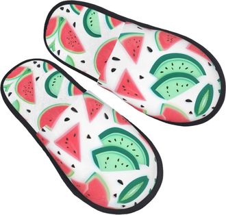 Generic Fuzzy Slippers Fruits Watermelon Printing Fluffy Slippers Casual Comfy House Slipper For Winter Hotel Party M