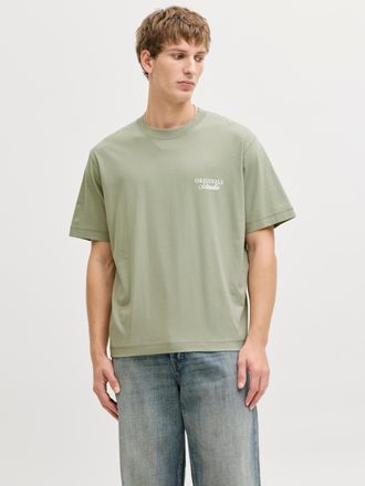 Jack & Jones Kurzarmshirt JACK & JONES JORNORREBRO TYPO TEE SS CREW NECK NOOS, Herren, Gr. XXL, seagrass print:ss 26, Jersey, Obermaterial: 100% Baumwolle, bedruck