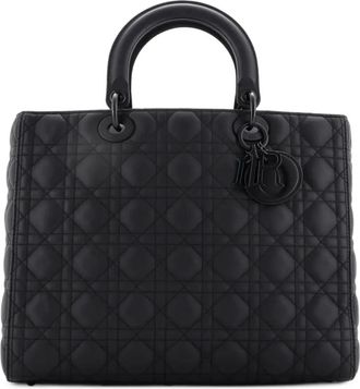 Dior Ultra Matte Lady Dior Bag Cannage Quilt Calfskin Large satchel - Zwart