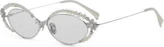 Yvmin Paradise Floral-detail Oval-frame Glasses