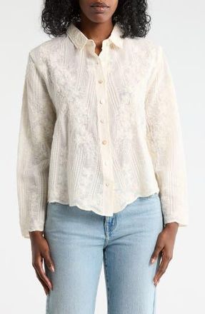 Forgotten Grace Textured Cotton Button-Up Shirt in Natural at Nordstrom Rack, Size X-Large