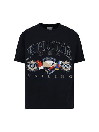 Rhude Classic Black T-Shirt With Crew Neckline And Short Sleeves