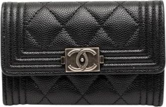 Chanel Pre-owned Wallets, female, Black, Size: ONE SIZE Pre-owned Card Holder