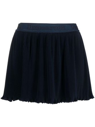 Dsquared2 pliss&eacute; logo-waistband skirt - Blauw