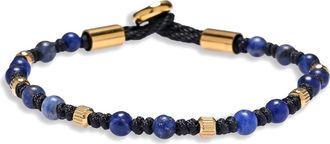 Eye Candy Los Angeles Logan Sodalite Beaded Bracelet in Gold at Nordstrom Rack