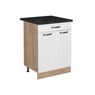 Vicco Mueble Bajo De Cocina R-line, Blanco Casa De Campo/roble Dorado, 60 Cm Con Caj&oacute;n Encimera Antracita, Vicco