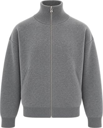 Axel Arigato Grey Melange High-Collar Wool-Blend Full-Zip Cardigan