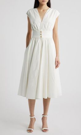 Kobi Halperin Rose Cotton Blend Midi Dress in White at Nordstrom, Size X-Large