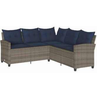 vidaXL Vidaxl - Sof&aacute; En Forma De L Con Cojines Rat&aacute;n Sint&eacute;tico Gris