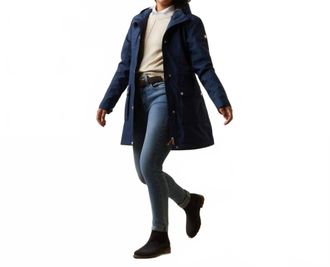 Ariat Womens Atherton Waterproof Hooded H20 Raincoat Jacket In Navy