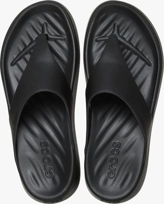 Crocs Womens Crocs GETAWAY TRIANGLE FLIP Womens Flip-flops Black - Black/Black - Size: 4