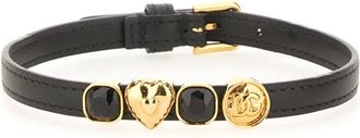 Dolce & Gabbana Pulsera de piel de becerro con estampado dorado vintage - Accessories - unisex - Negro - S