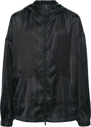 Yohji Yamamoto 3-Stripes hooded jacket - men - Cotton/Recycled Polyester/Cupro - M - Black